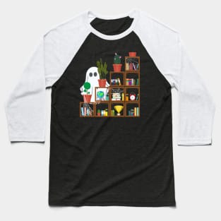 Bookshelf Ghost Baseball T-Shirt